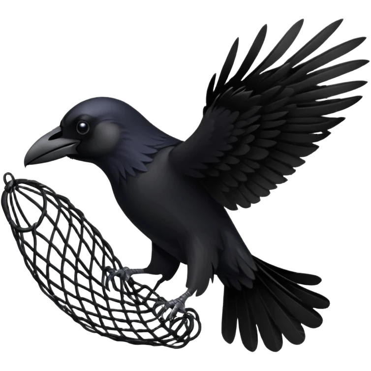 A raven getting caught in a net emoji