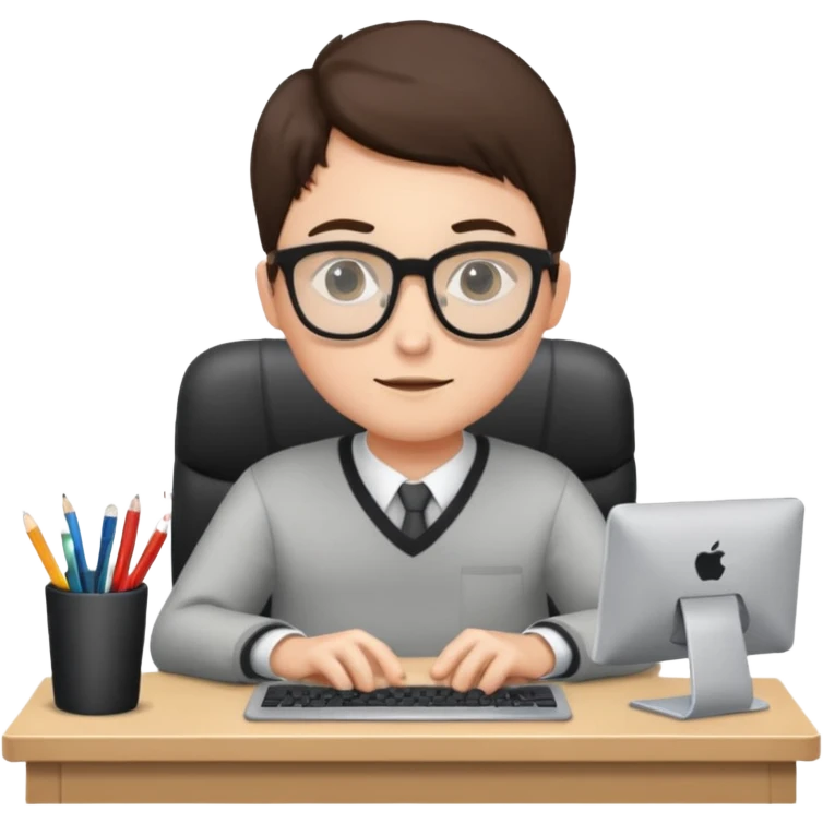 isometric, image of someone sitting at a computer desk emoji