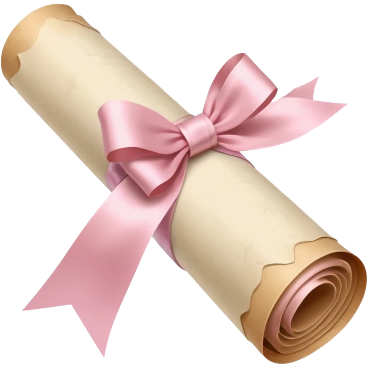 rolled up diploma tied with a light pink bow emoji