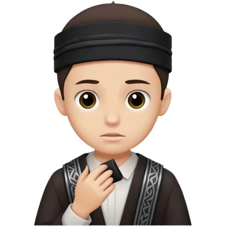 a boy putting on tefillin emoji