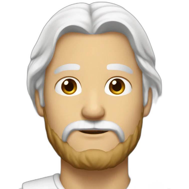 Man long white hair light brown beard emoji