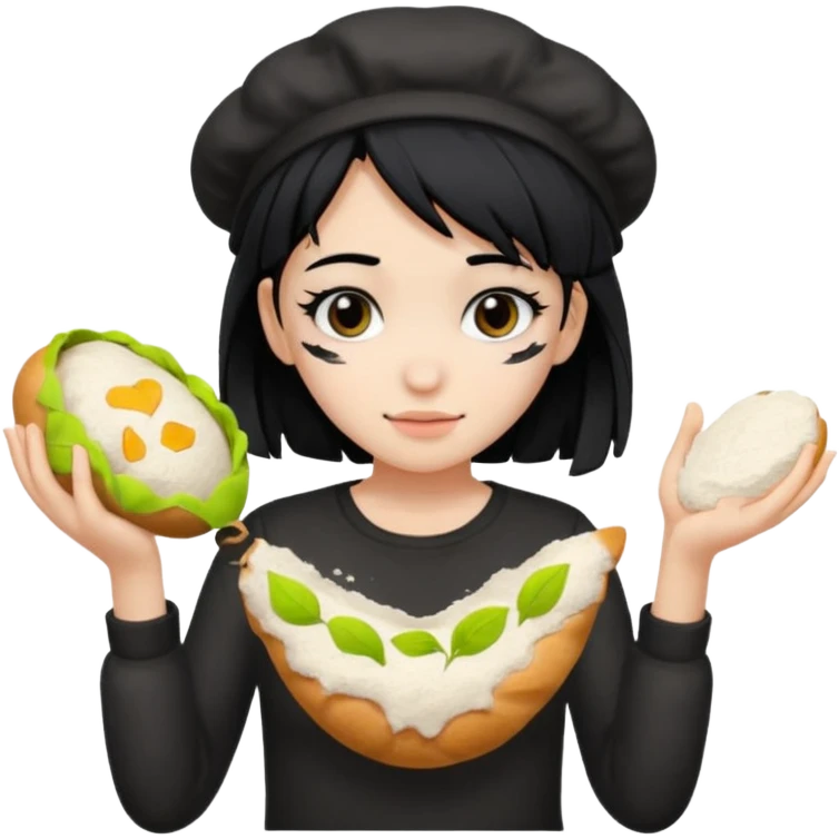 Emo girl making bread emoji