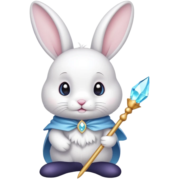 White bunny with wand and cristals emoji