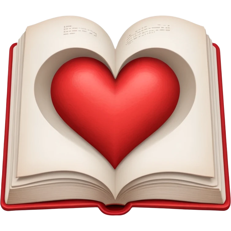 un libro abierto y que en sus paginas haya un corazon hecho con las manos emoji