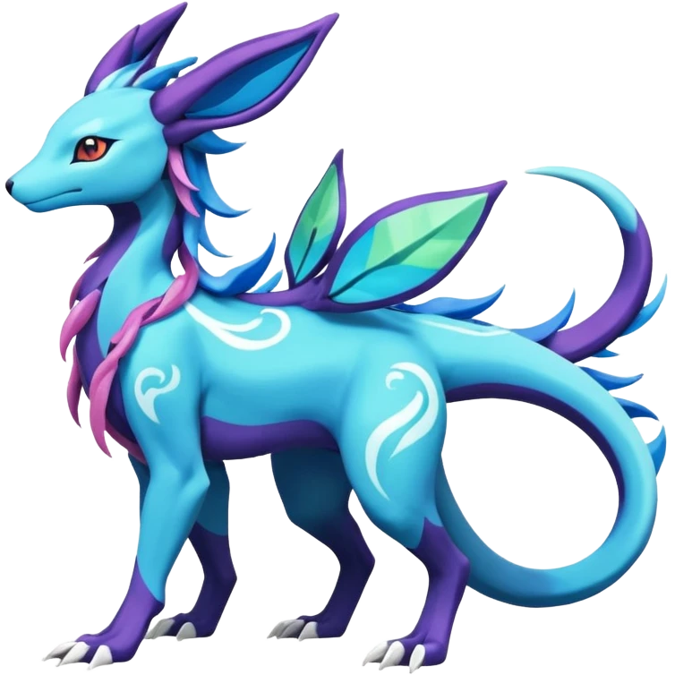 Suicune-Aurorus-Salandit-Glaceon-Meganium-fusion (full body) emoji