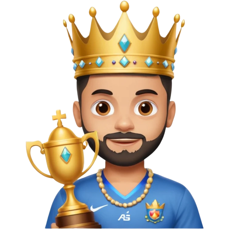 Virat Kohli with tears of joy with crown and trophy  emoji