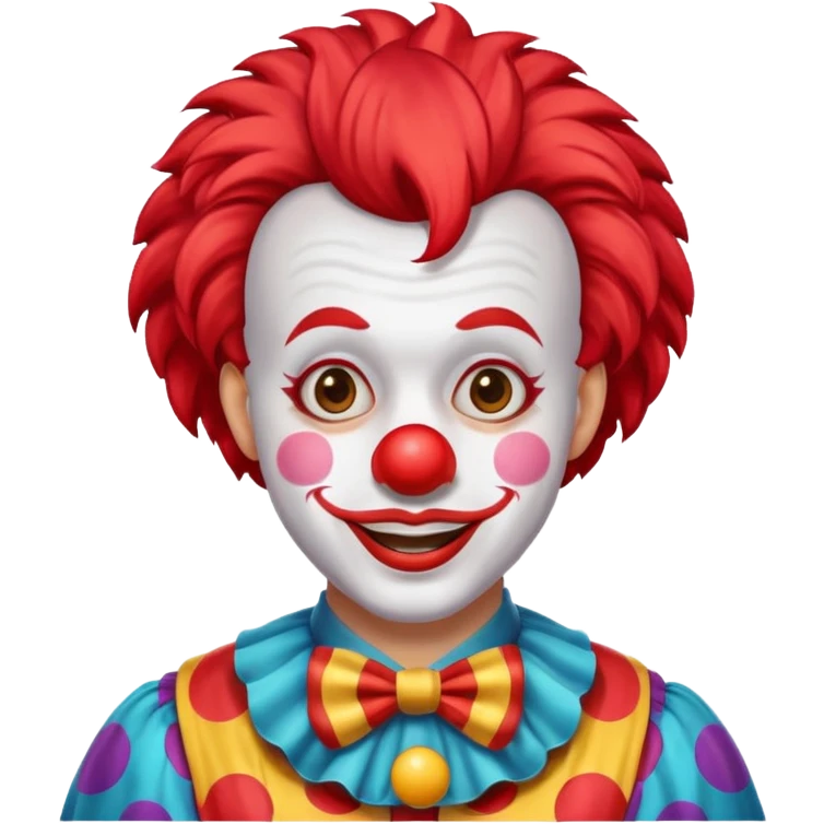 classic circus clown emoji with red nose, colorful wig, cheerful expression emoji