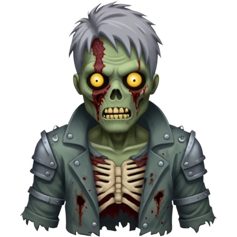 armoured zombie with hair emoji