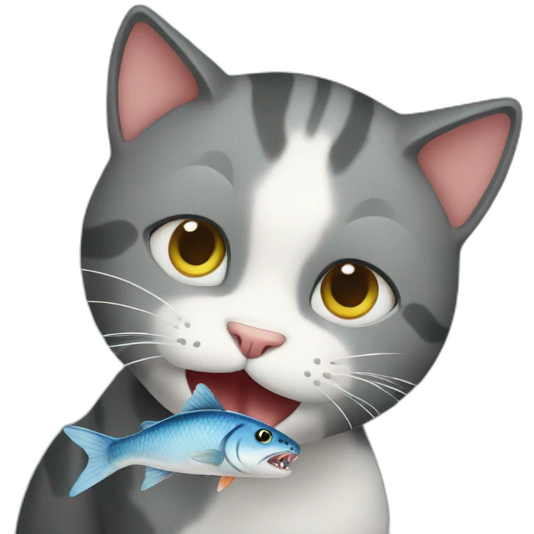 Cat eating fish emoji