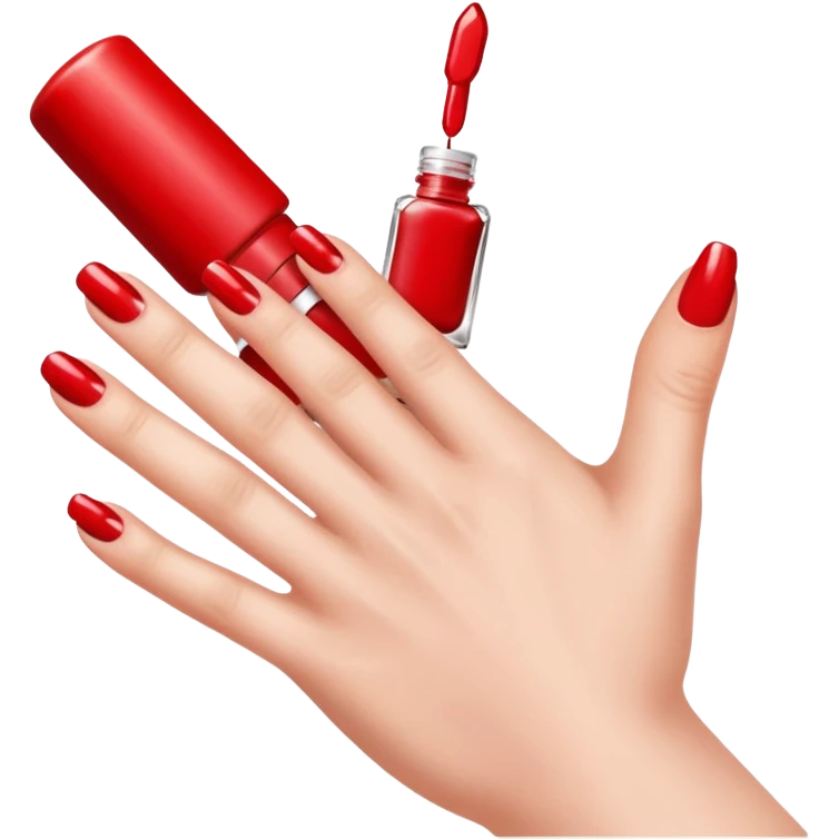 hand with painted nails and nail polish bottle emoji