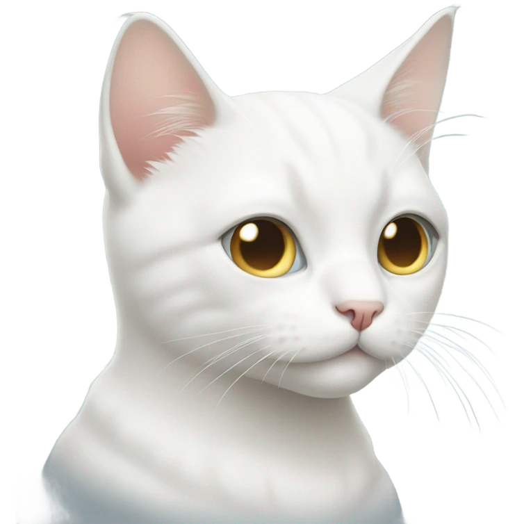 Blind with white eyes white cat cute emoji