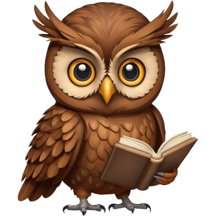 brown owl with book emoji