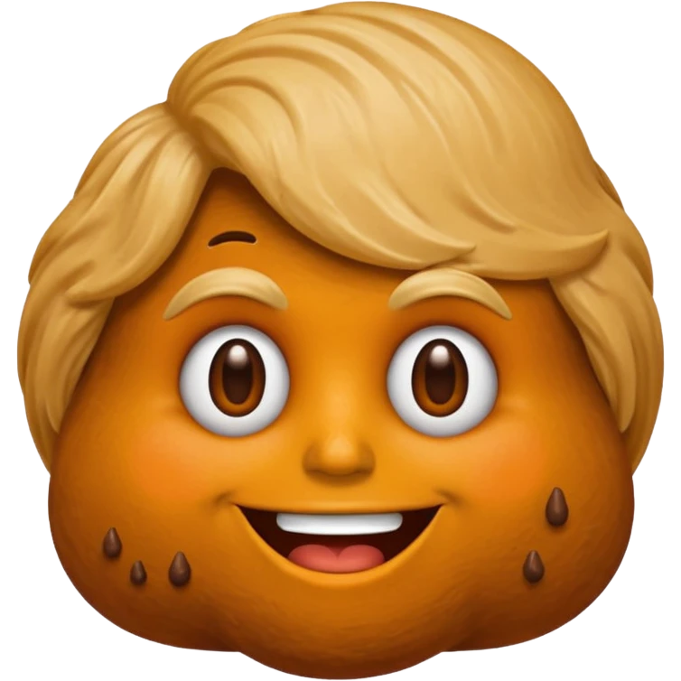 the poop emogi, a pile of poop in trumps image   none of those are what i want  i want the poop emogi with trumps face renbdered in poop, with an orange cast, and his wig on top emoji