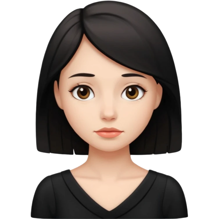 دختر زیبا با لباس مشکی کمی خسته و امیدوار  emoji