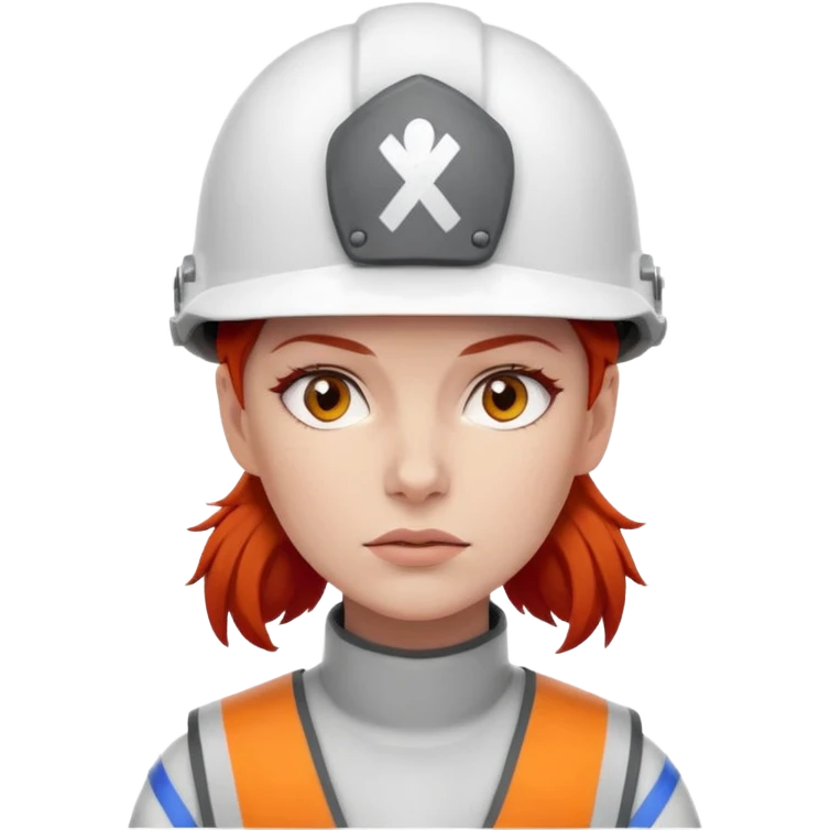 Mujer pelo rojo con casco blanco emoji