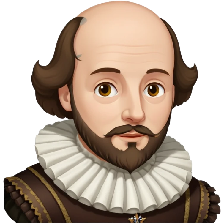 William Shakespeare with beard and balding head wearing a ruff collar emoji