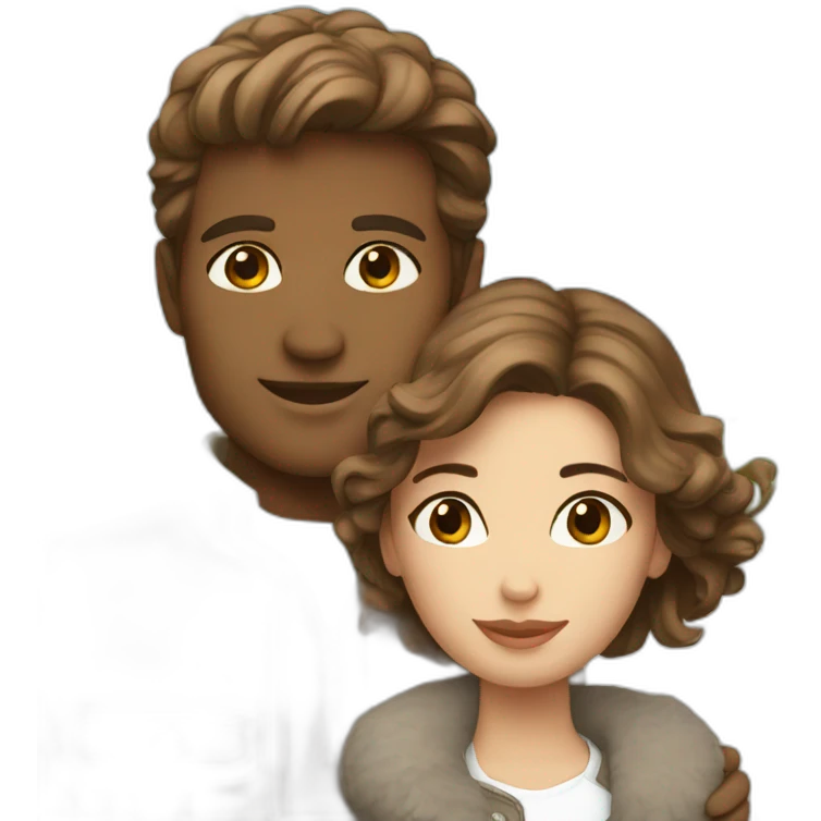 Brown hair couple in paris emoji