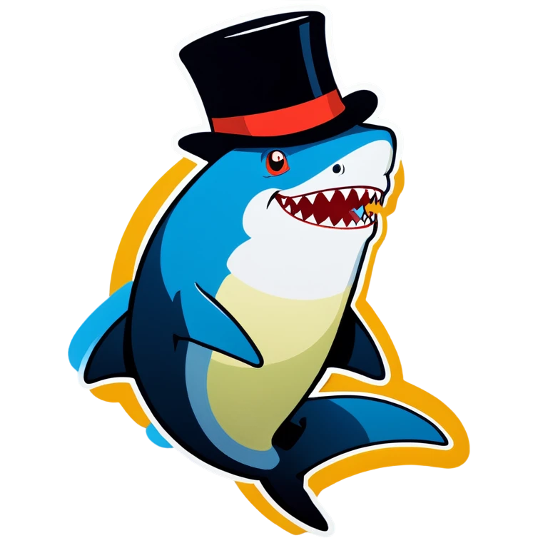 Shark with a top hat emoji