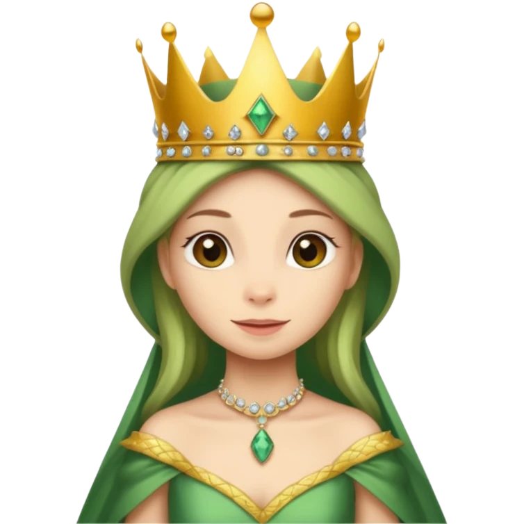 Female lizard wears crown gown emoji