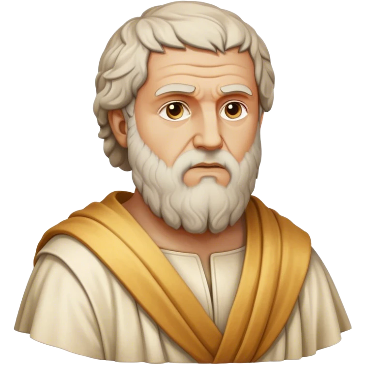 Cinematic Realistic Plato Portrait Emoji, depicted as a wise ancient philosopher with a contemplative expression in classical robes, rendered with soft textures and timeless serene lighting that captures his intellectual legacy. emoji