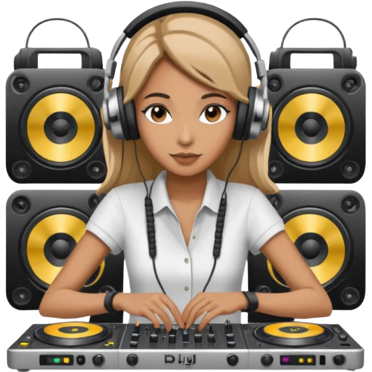 woman dj with setup emoji