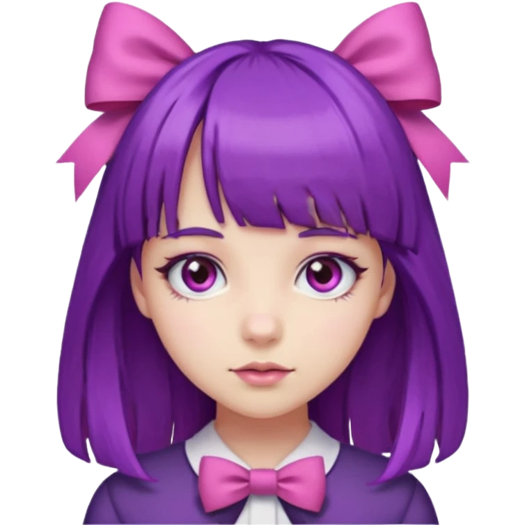 girl with bangs and purple hair and pink hairbow emoji