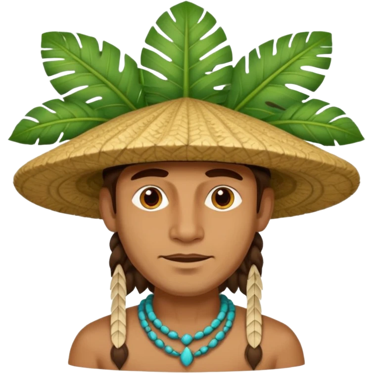 an surveyor man wearing a large leaf tribal hat emoji