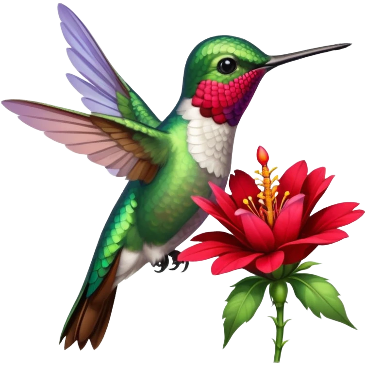 hummingbird drinking nectar from flower emoji