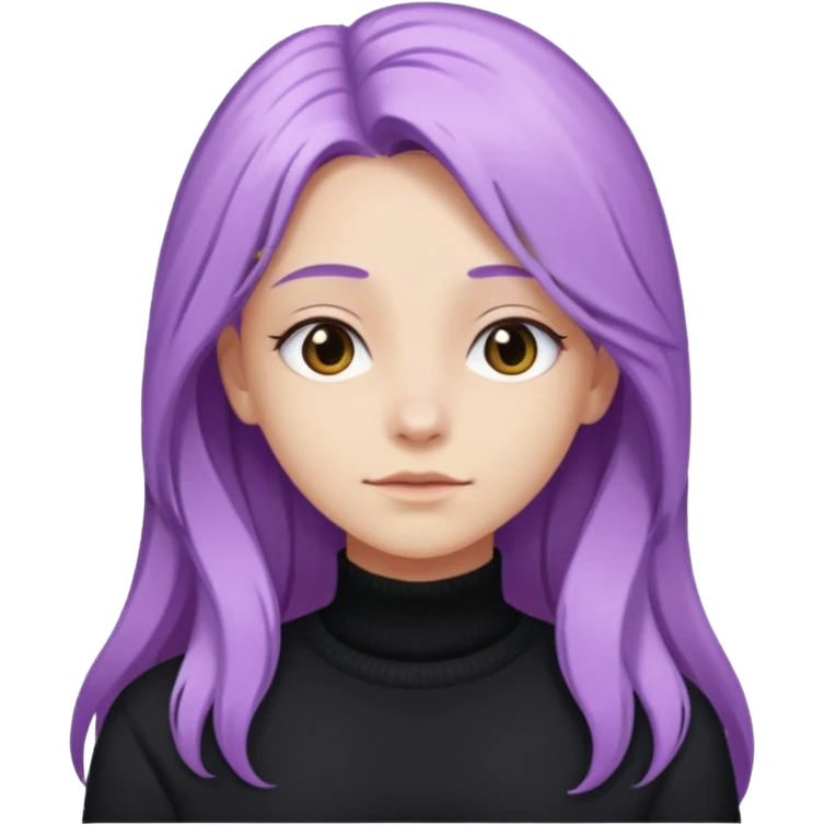 faz menos gótica mas com cabelo roxo claro comprido e camisola preto emoji