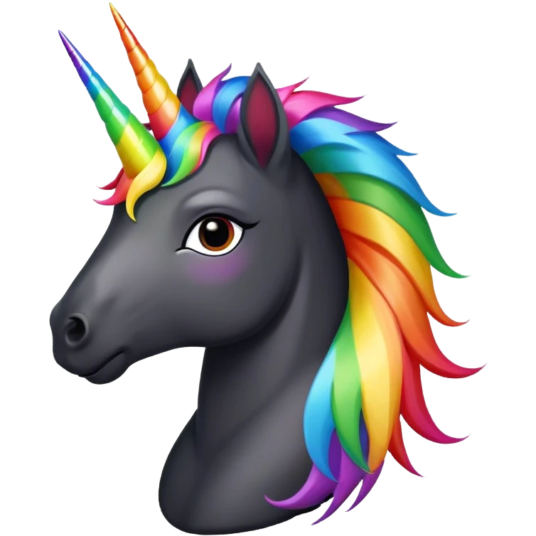Black unicorn with rainbow Mohawk  emoji