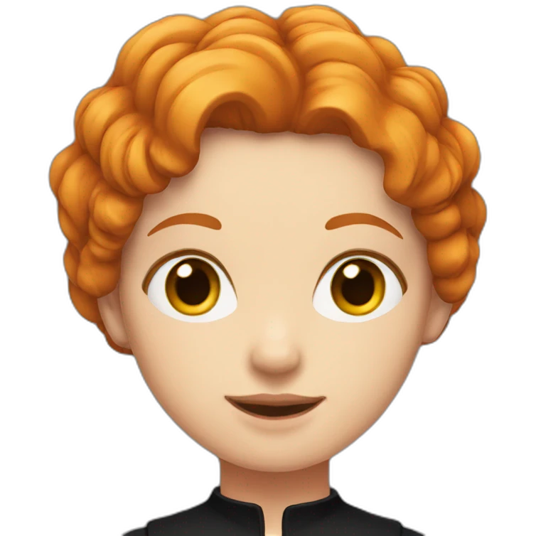 Ginger girl with red eyes and black outfit emoji