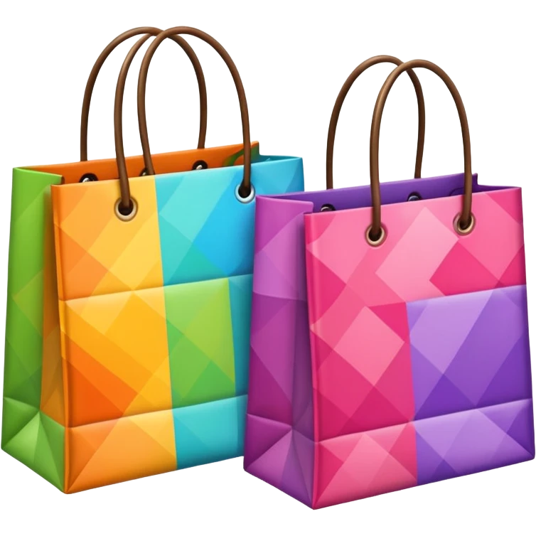 2 beautiful shopping bag with different pattern emoji