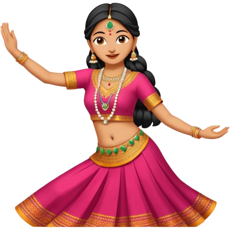 Indian woman in traditional clothes dances.  format portrait emoji