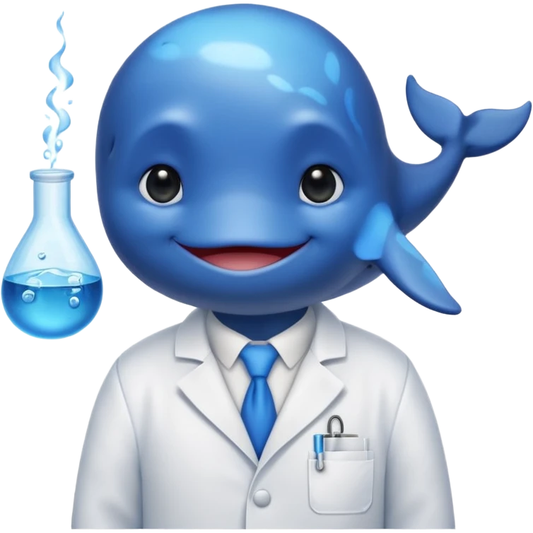 a whale wearing a white lab coat emoji