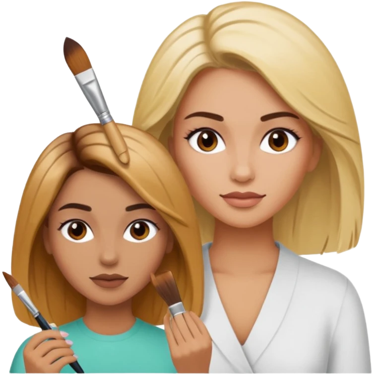 Woman coloring a hair off ohter woman emoji