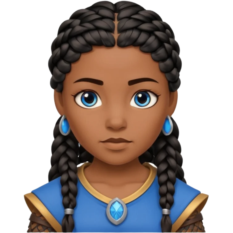 Viking female brown skin slave with blue eyes and black braids hair  emoji