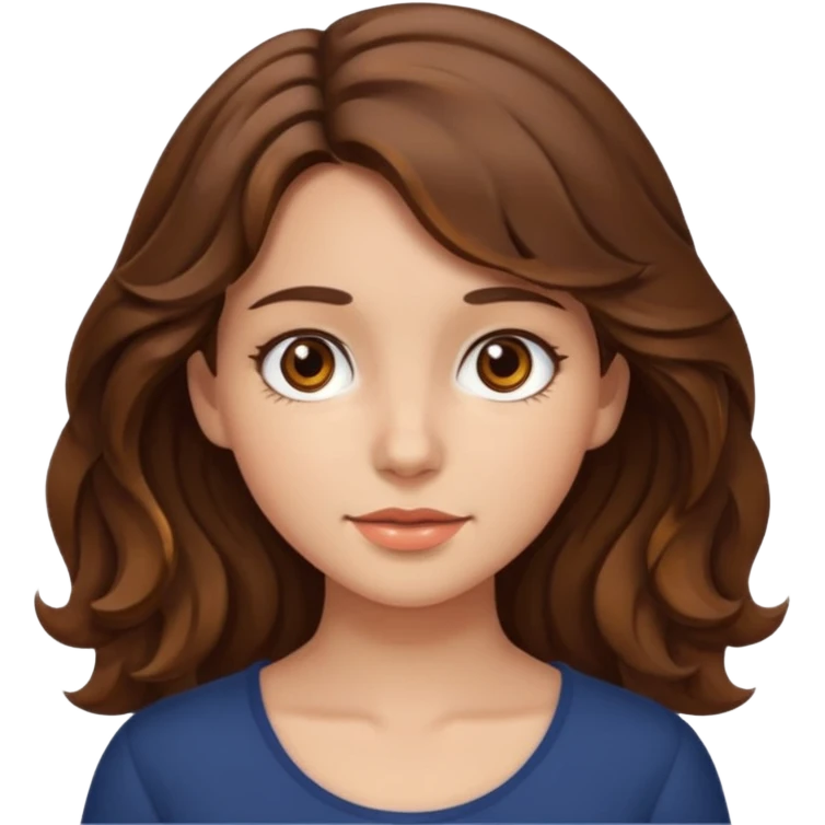 fille brune cheveux mi longs ondulés yeux martrons emoji