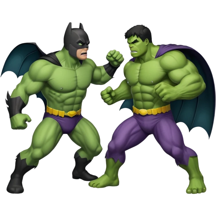 Bat man and hulk fighting emoji