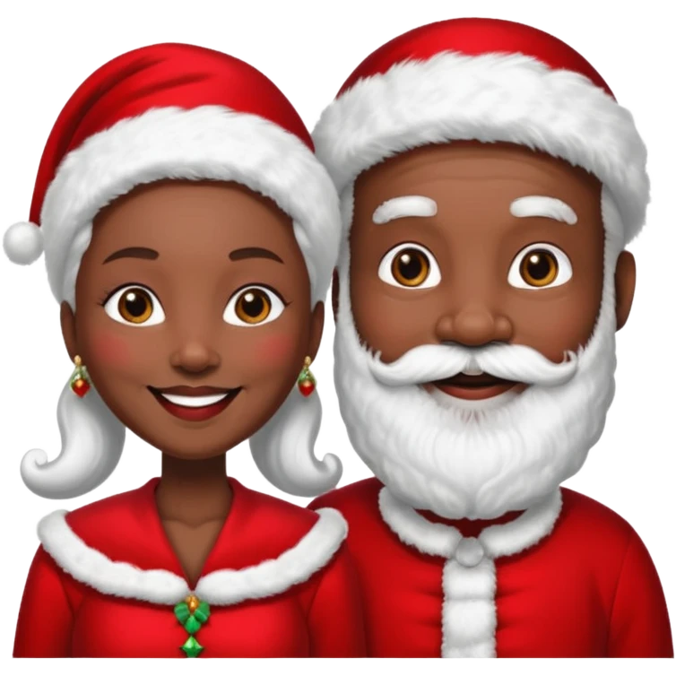 Black Santa with White Mrs. Santa emoji