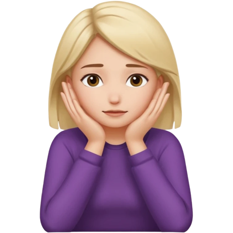 девочка  сидит и закрывает руками лицо emoji