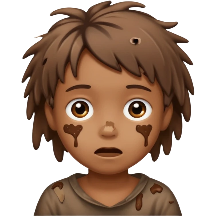 Un enfant avec du caca sur les cheveux emoji