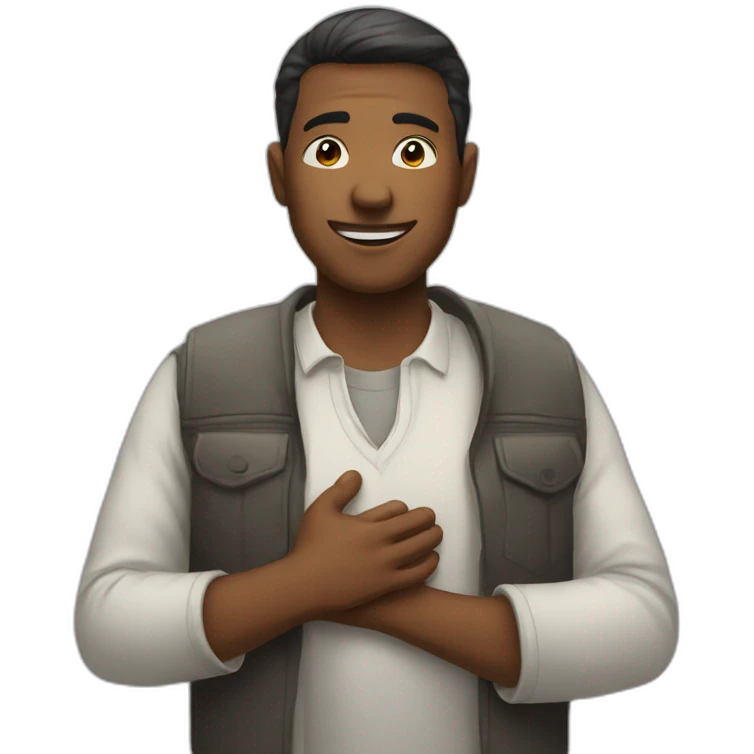 greeting man with put his one hand on his chest emoji