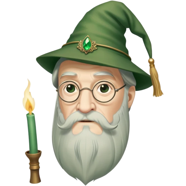 albus dumbledore from harry potter with green tasseled smoker hat and decorative motifs, without gem emoji