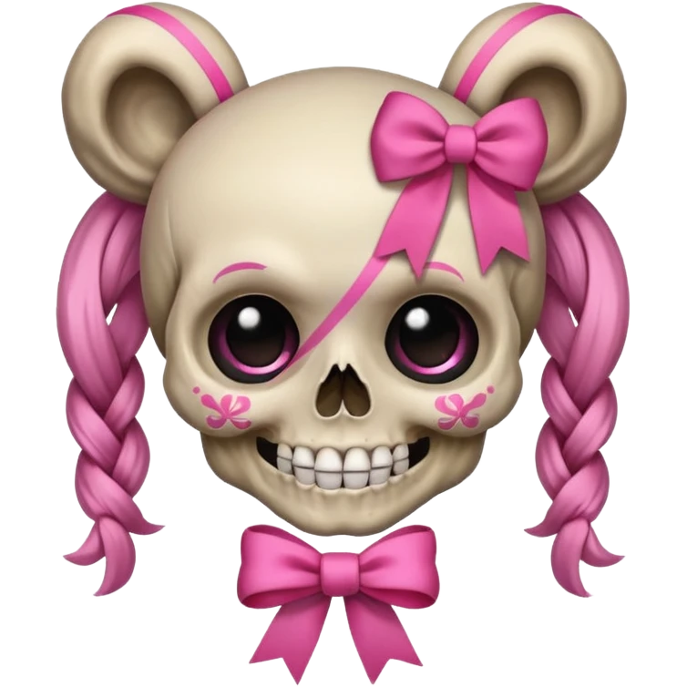 skull emoji with pink ribbon pookie emoji | AI Emoji Generator