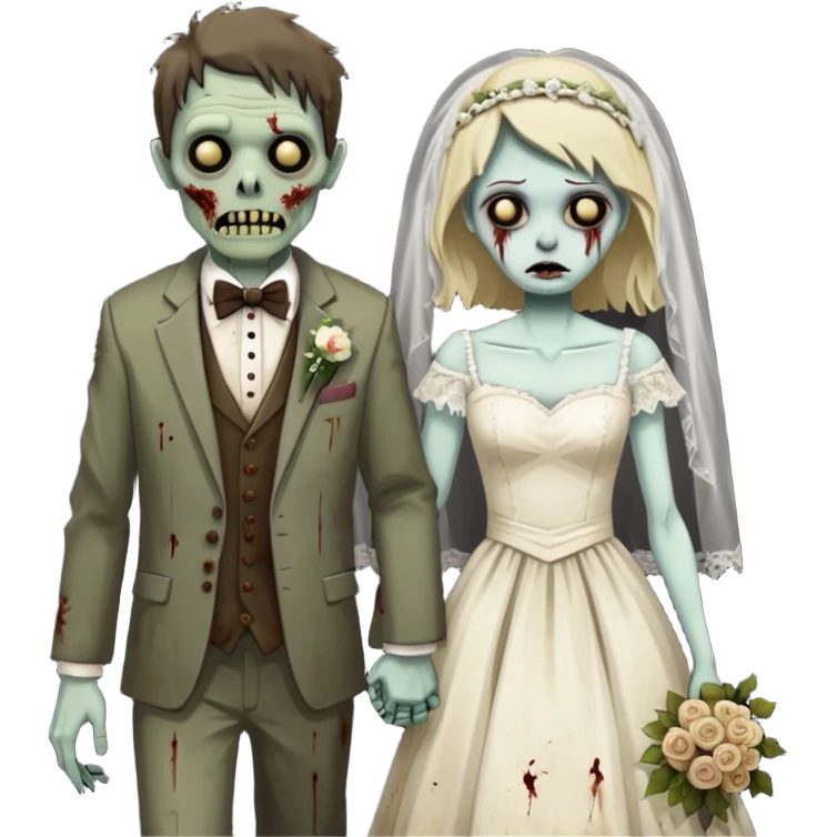 Zombie couple on wedding day emoji