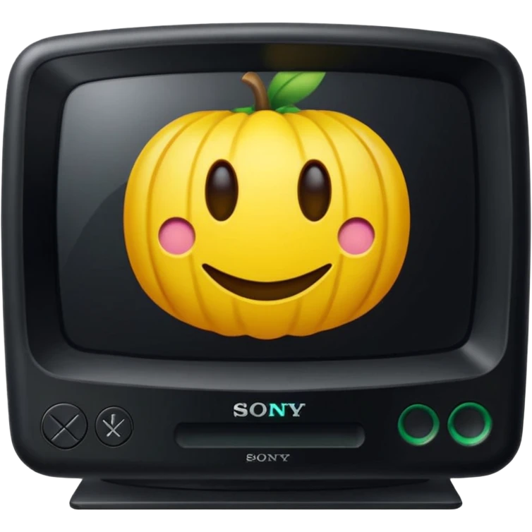 старый черный телевизор Sony с ярко зеленым пиксельным экраном  emoji