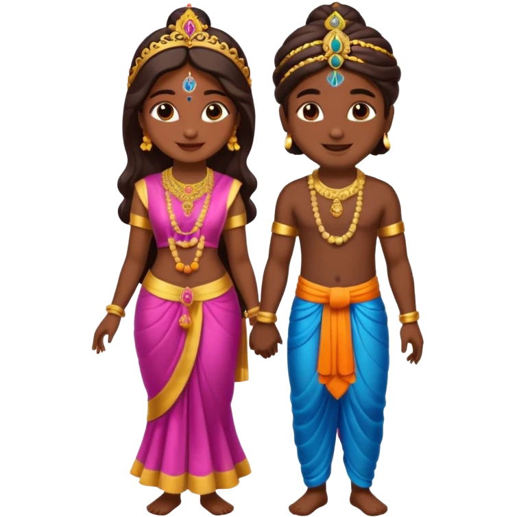 Krishna and Radha cute standing together  emoji