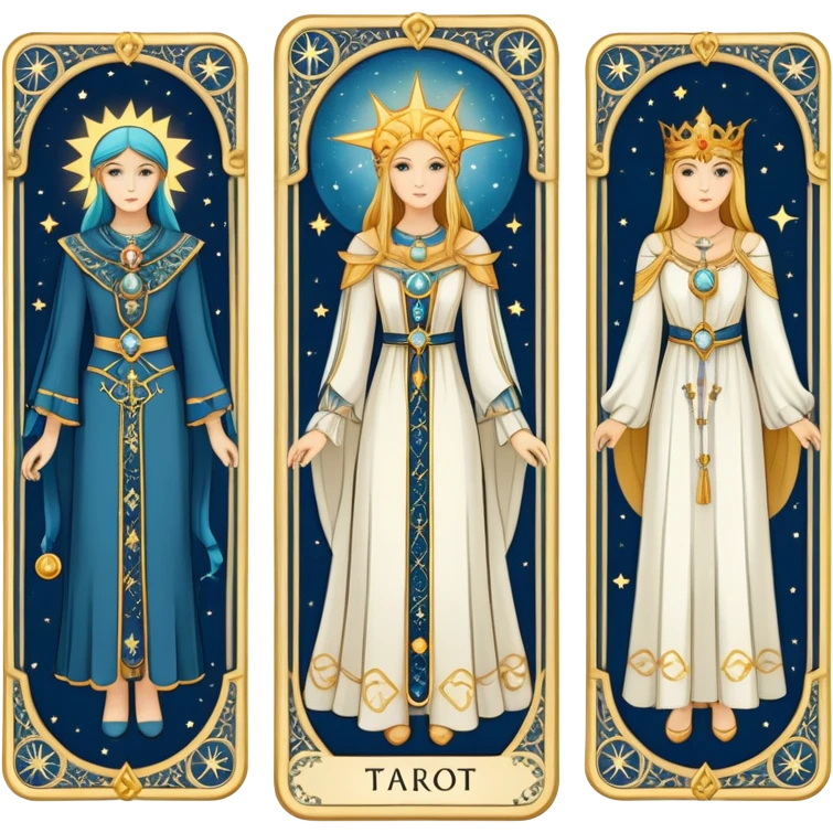 Tarot style wardrobe card showing elegant clothing items with celestial symbols, mystical style definition emoji