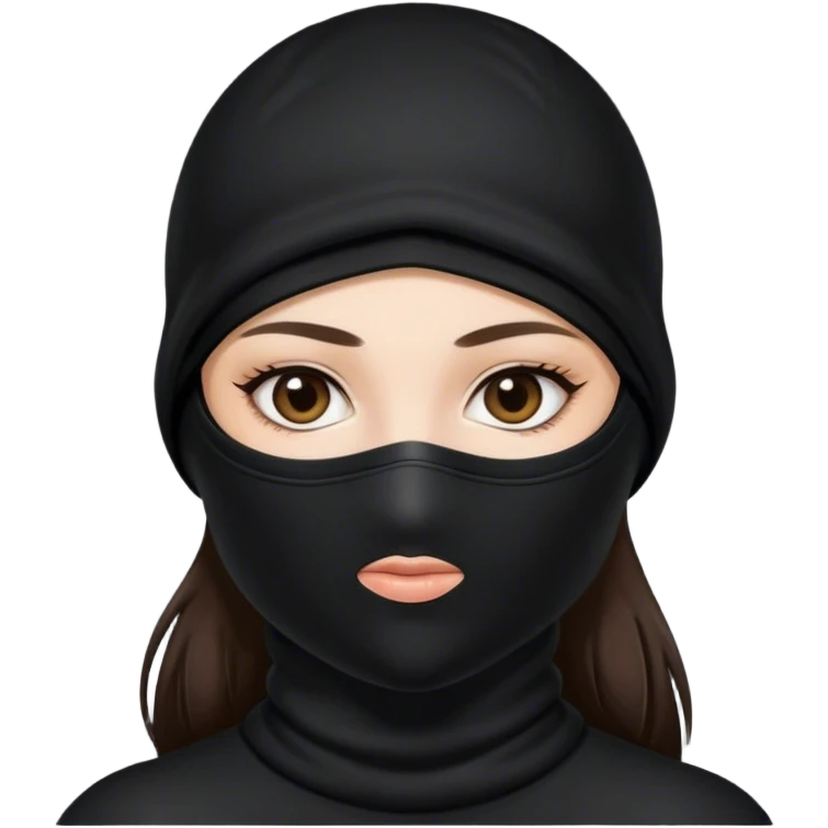 brunette girl wearing black balaclava emoji