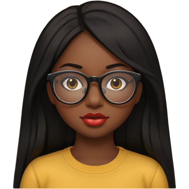 a slim thick black girl with a big butt long straight hair a lip combo black glass emoji
